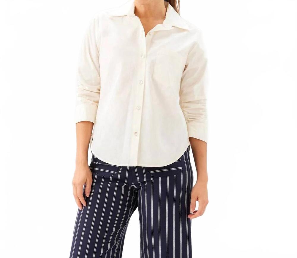 NEW KAREN KANE ruched sleeve button-up shirt in cream